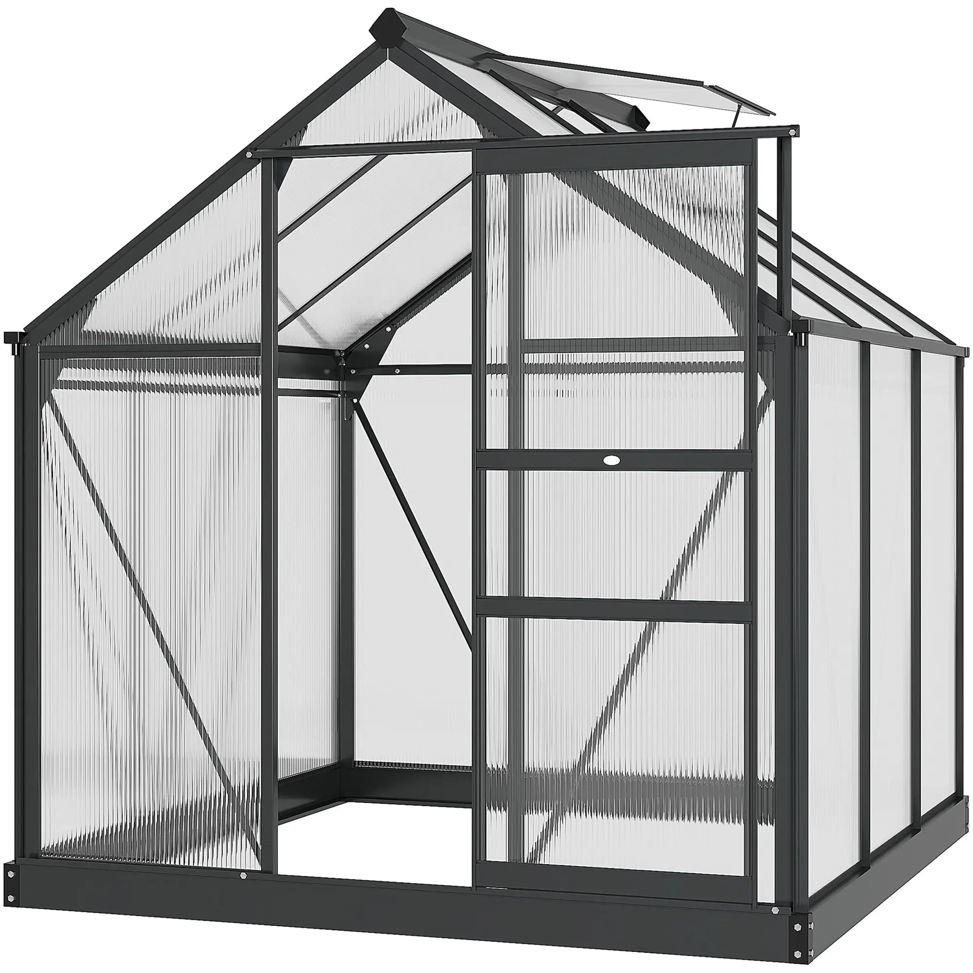 Greenhouse Kit, PC Board with Sliding Door, 6.2' x 6.3' x 6.6', Grey Walk In Greenhouses at Gallery Canada