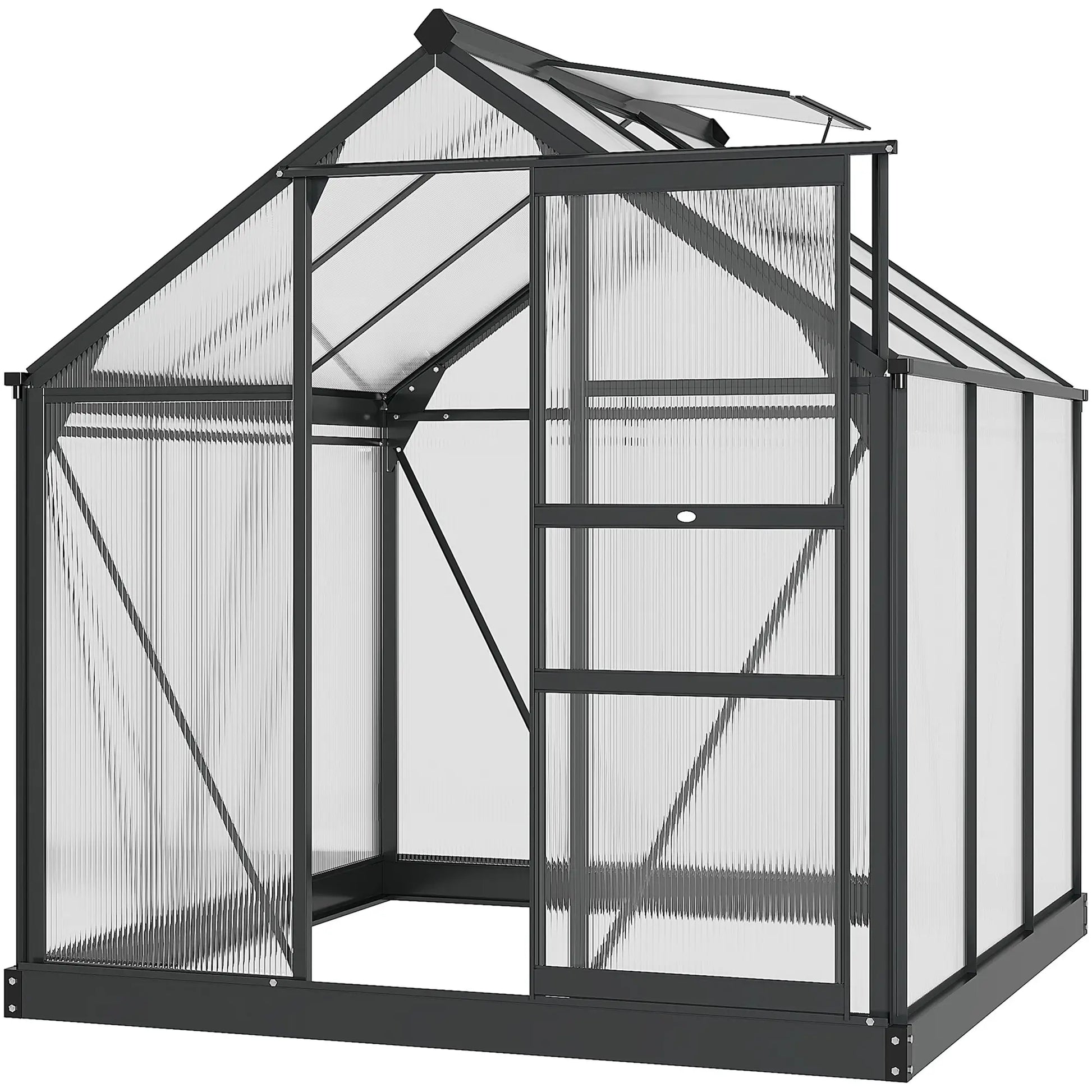 Greenhouse Kit, PC Board with Sliding Door, 6.2' x 6.3' x 6.6', Grey Walk In Greenhouses at Gallery Canada
