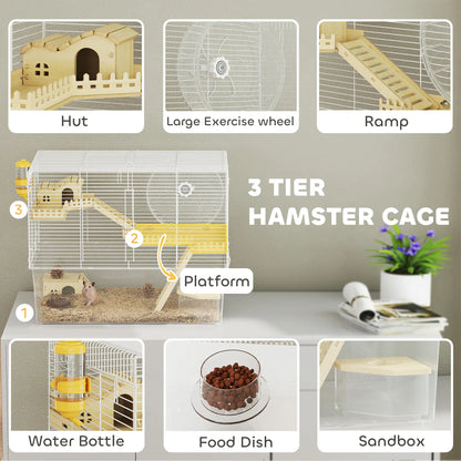 Hamster Cage with Deep Bottom, Wooden Ramp, Hut, Exercise Wheel, White Hamster Cages at Gallery Canada
