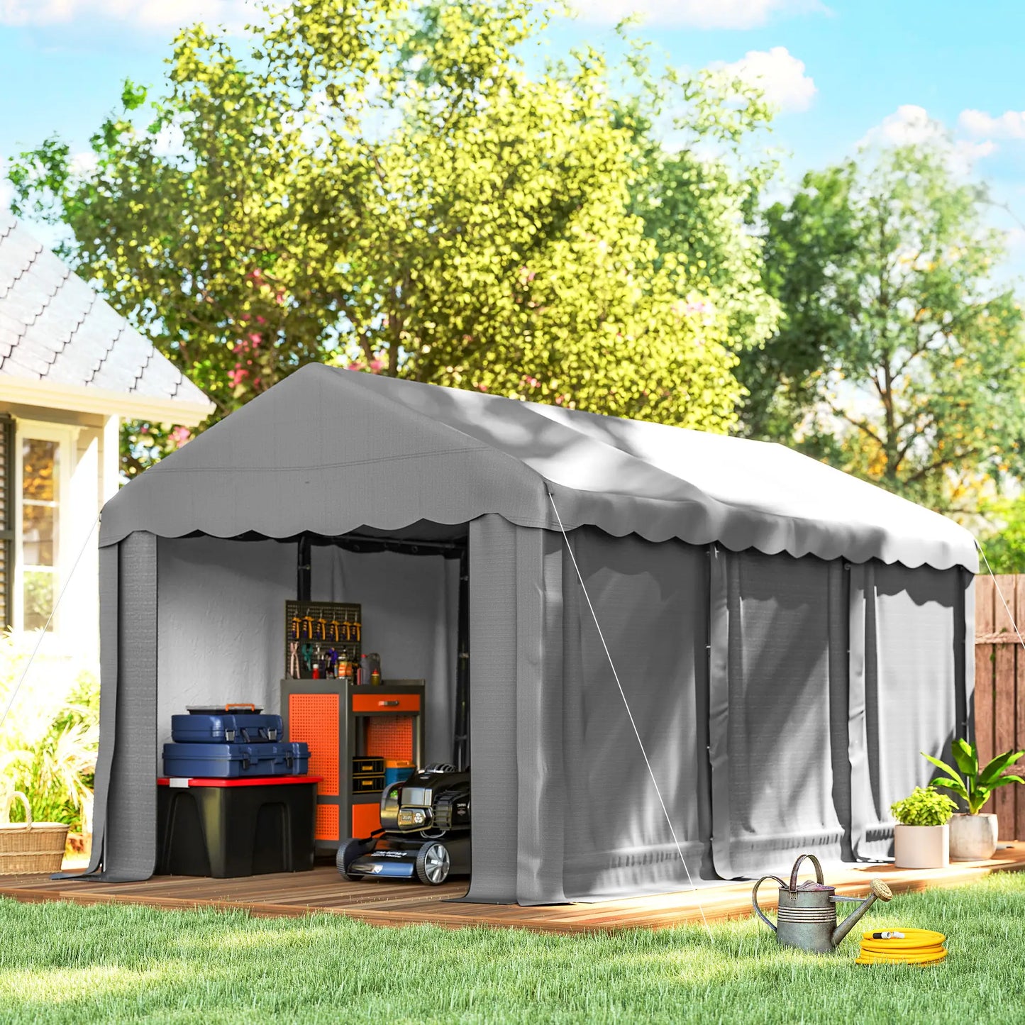 20' x 10' Portable Shed, Outdoor Storage Tent, Light Grey Portable Shed at Gallery Canada