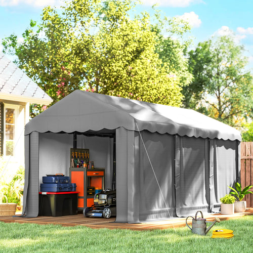 20' x 10' Portable Shed, Outdoor Storage Tent, Light Grey