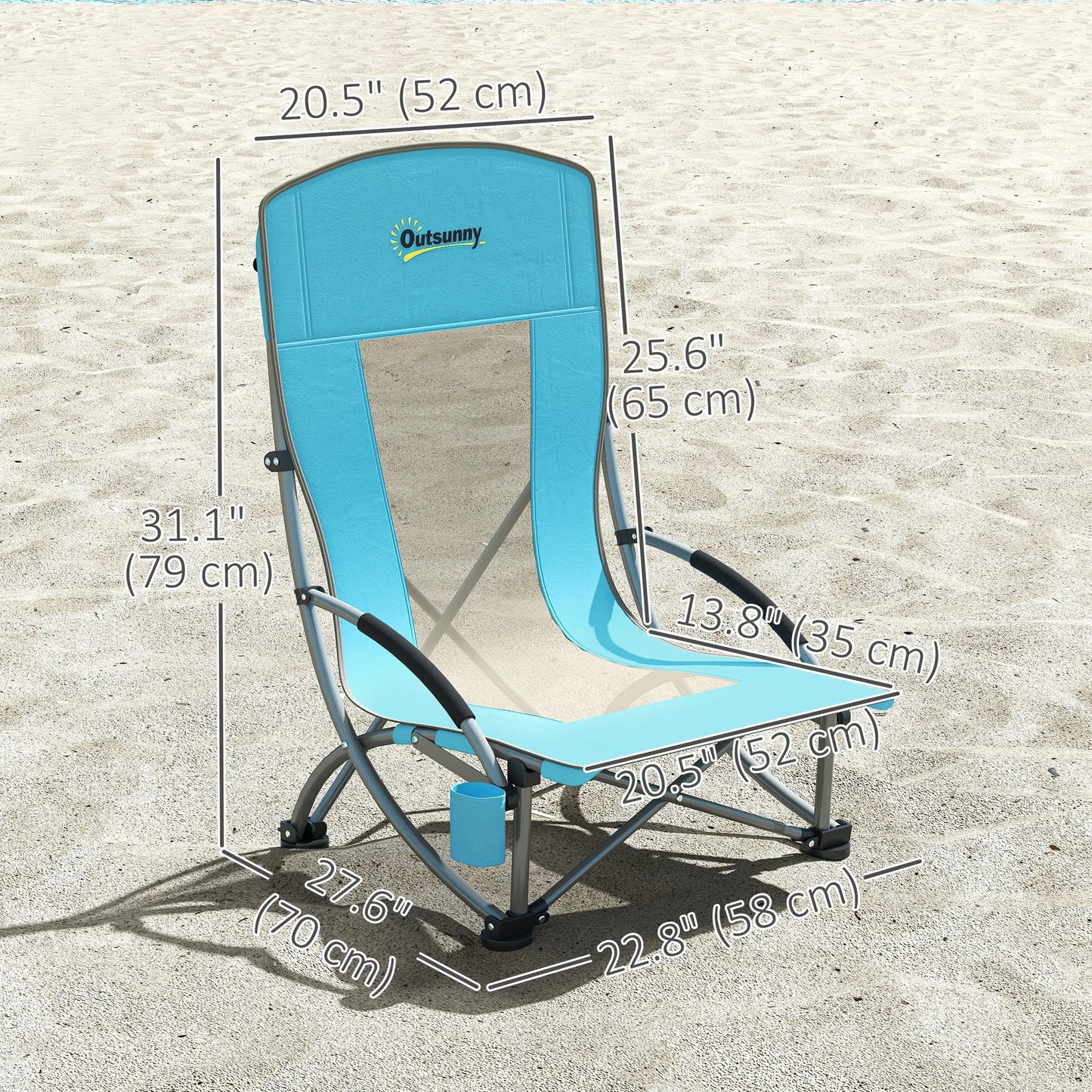 Folding Beach Chairs, Mesh Back, Carry Bag, Cup Holder, 27.6" x 22.8" x 31.1" Picnic Tables & Camping Chairs at Gallery Canada