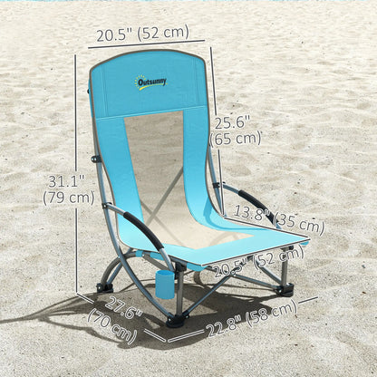 Folding Beach Chairs, Mesh Back, Carry Bag, Cup Holder, 27.6" x 22.8" x 31.1" Picnic Tables & Camping Chairs at Gallery Canada