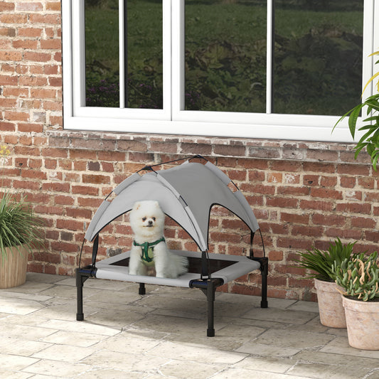 Raised Dog Bed Cooling Dog Cot w/ Canopy Washable Breathable Mesh, for Small and Medium Dogs, Light Grey - Gallery Canada