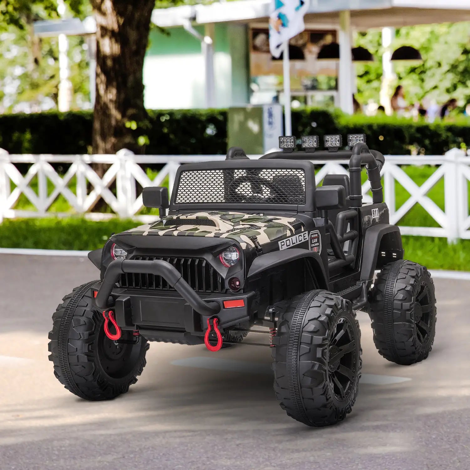 12V Kids Jeep Ride On Police Car, Parental Remote, Camouflage Electric Toy Cars at Gallery Canada