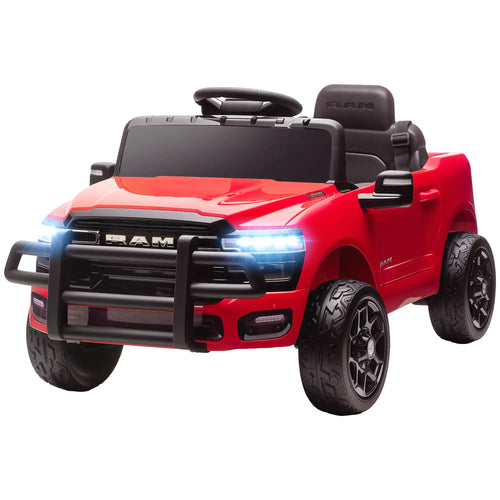 12V Ride On Car, Dodge RAM 3500, Remote Control, Suspension, Red