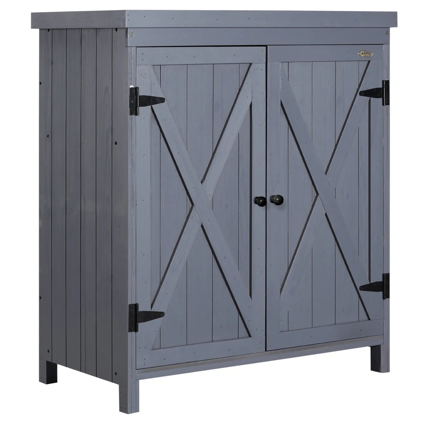 Outdoor Garden Storage Cabinet, Galvanized Top, Two Shelves, Grey Sheds at Gallery Canada