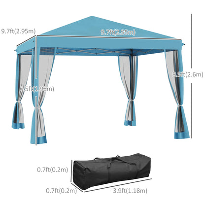 10' x 10' Pop Up Canopy Tent, Removable Mesh Sidewalls, Carry Bag, Light Blue Pop Up Canopies at Gallery Canada