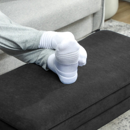 31" Storage Ottoman, Velvet Bench With Steel Legs, Black Storage Ottomans & Benches at Gallery Canada