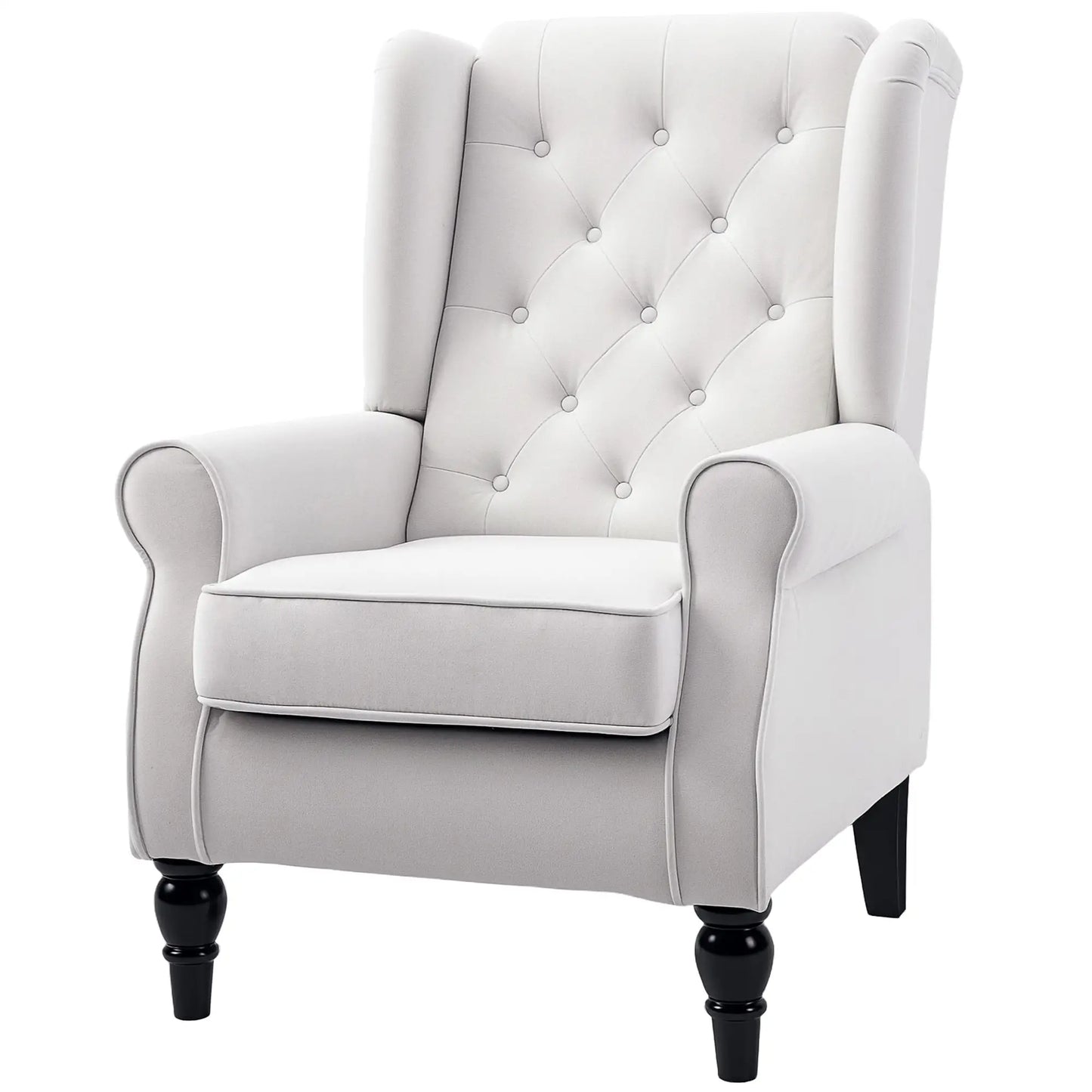 Fabric Accent Chair, Button Tufted Armchair, Upholstered Wingback Chair, White Accent Chairs at Gallery Canada