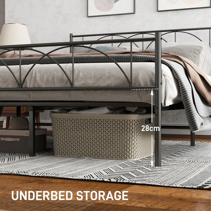 Queen Metal Platform Bed Frame, Steel Slat Support, Underbed Storage Bed Frames at Gallery Canada