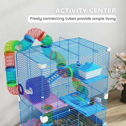 5-Tier Hamster Cage, Portable With Wheels, Tube, Blue Hamster Cages at Gallery Canada
