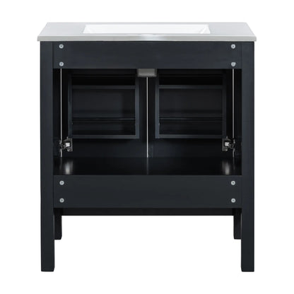 30" Bathroom Vanity, Single Undermount Sink, Soft-Close Doors, Black+White Sink Cabinets at Gallery Canada