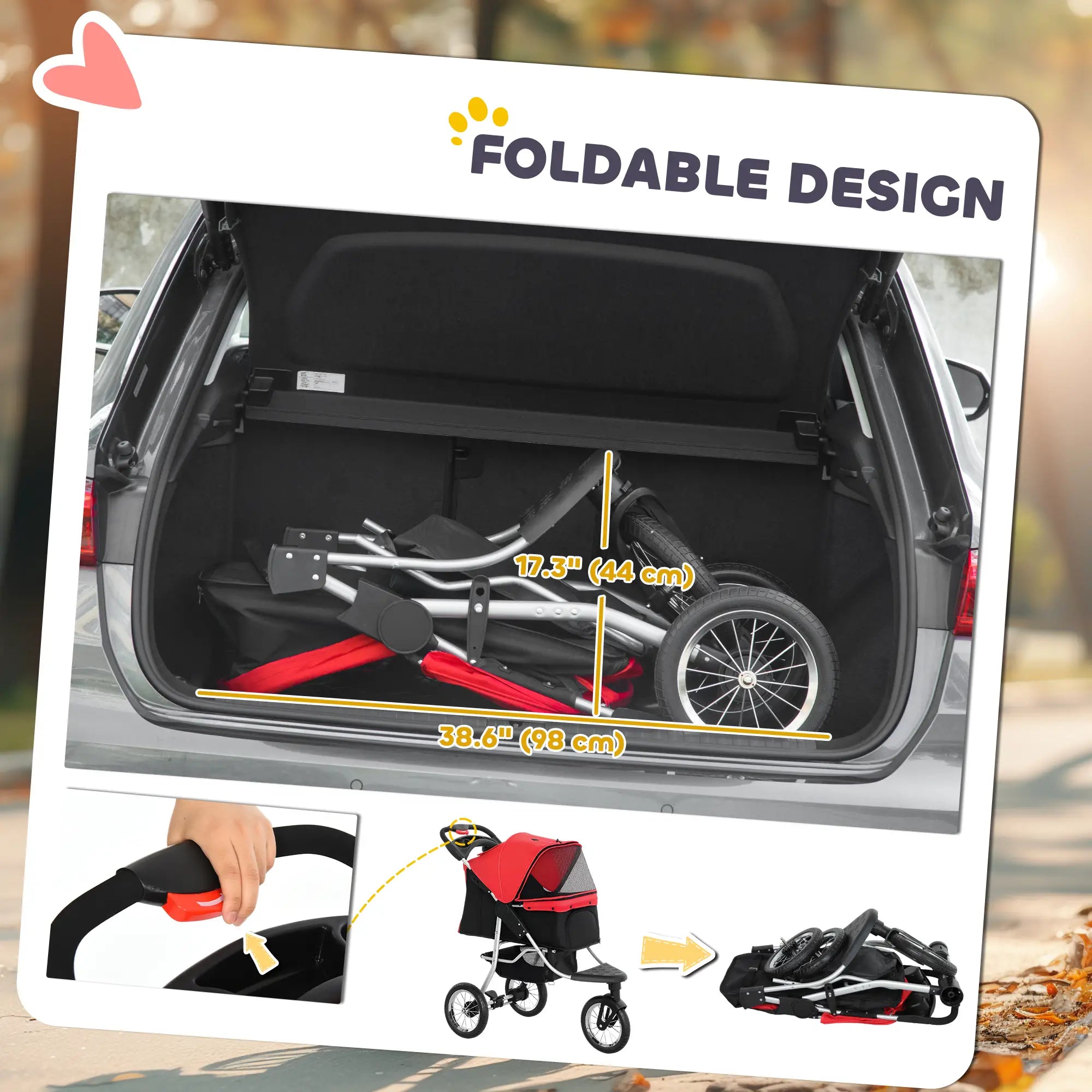 Lightweight Pet Stroller, 3-Rubber Wheels, Adjustable Canopy, Zippered Mesh, Red Dog Bike Trailers & Strollers at Gallery Canada