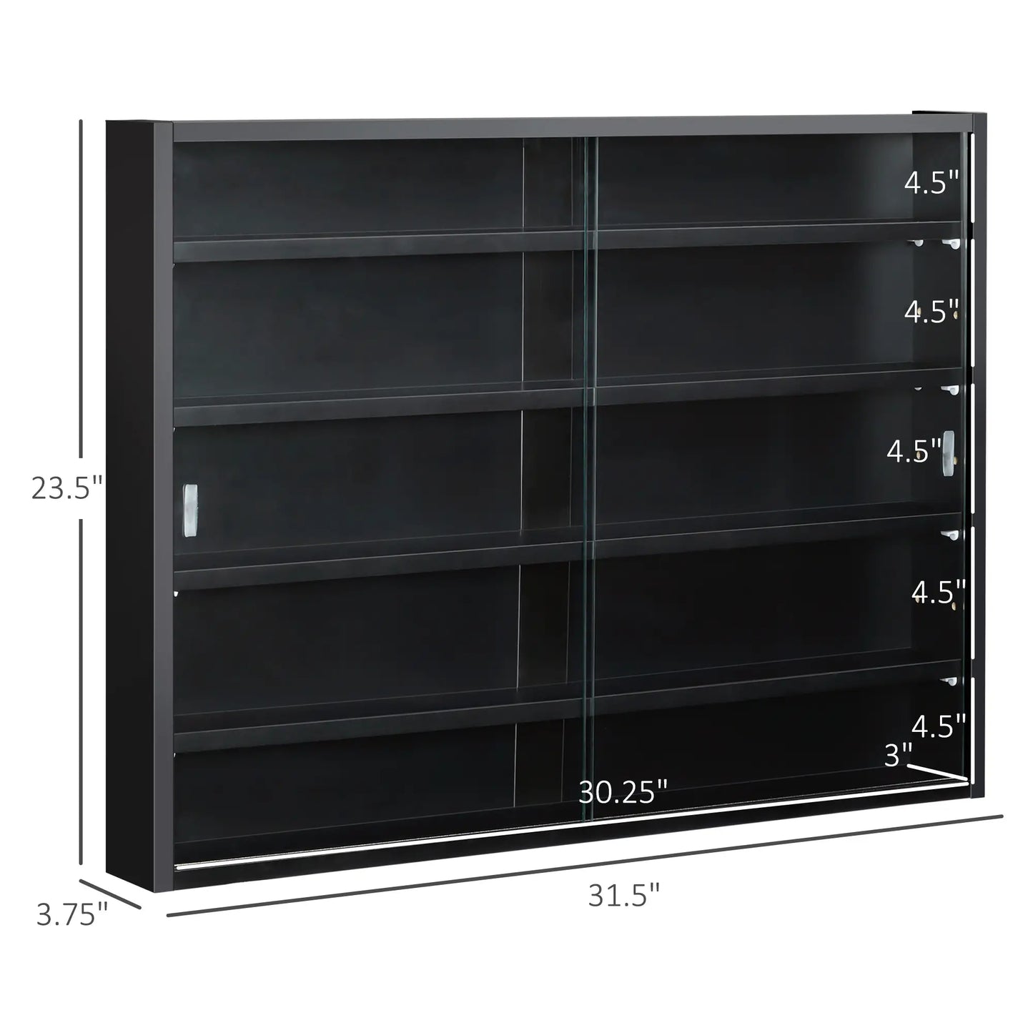 5-Tier Display Cabinet, Shot Glass Display Case, Glass Curio Cabinet with 2 Glass Doors and 4 Adjustable Shelves, Black Display Bookshelves at Gallery Canada