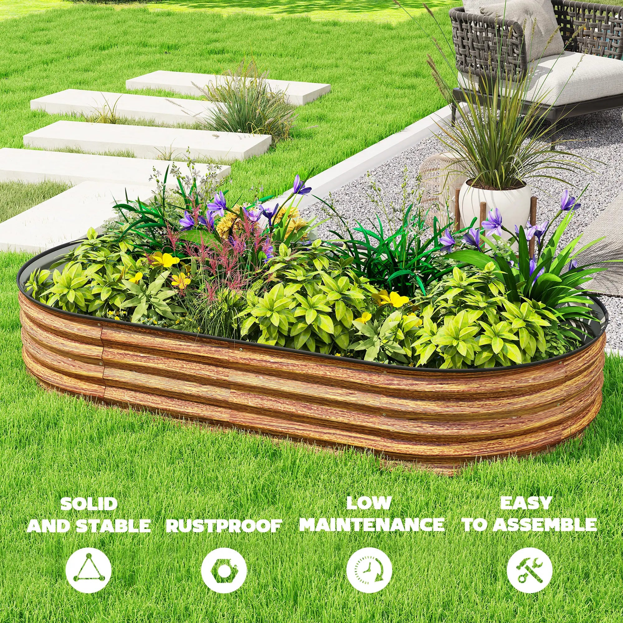 6' x 3' x 1' Galvanized Metal Raised Garden Bed, Brown Outdoor Planter Box, Brown Galvanized Planter Boxes at Gallery Canada