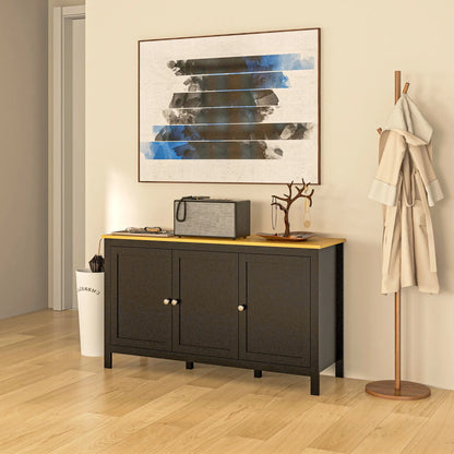 Sideboard, Buffet Cabinet with Doors, Adjustable Shelves, Natural, Black Kitchen Pantry Cabinets at Gallery Canada
