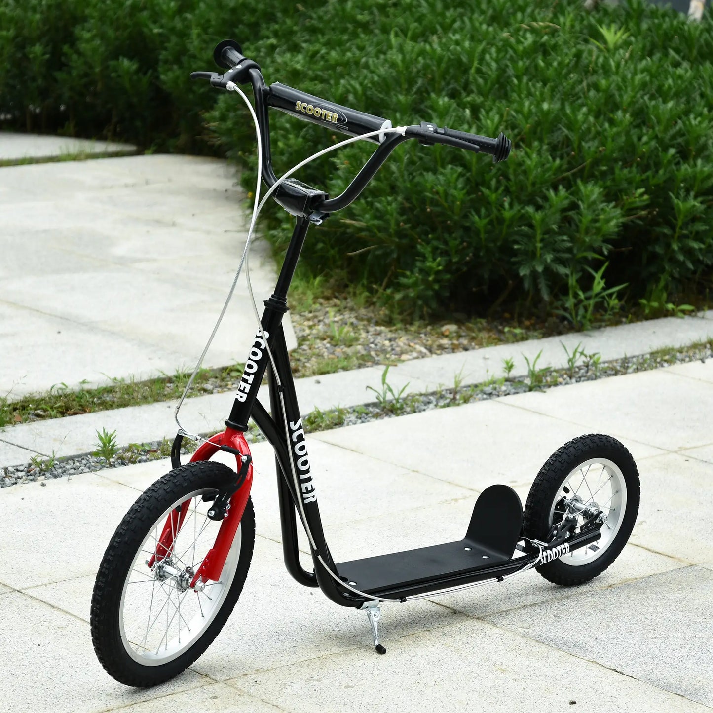 Youth Kick Scooter, Adjustable Handlebar, 16'' Inflatable Wheel, Black Scooters at Gallery Canada