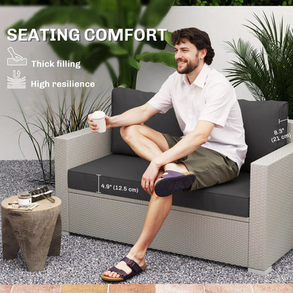 2 Seater Outdoor Cushions With Backrest, Black Patio Chair Cushions at Gallery Canada