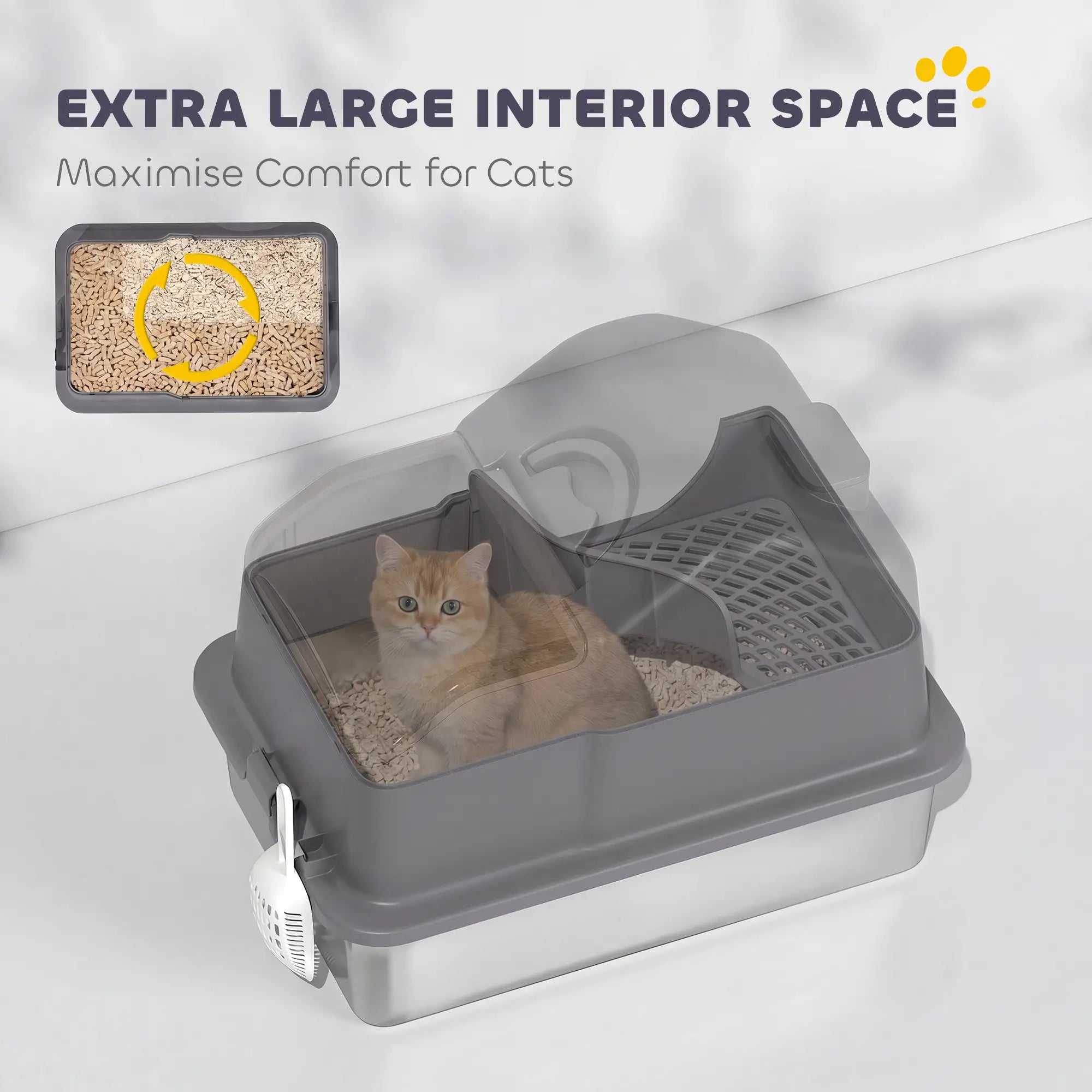 Extra Large Stainless Steel Cat Litter Box, High Sided, Dark Grey Cat Litter Box Enclosures at Gallery Canada