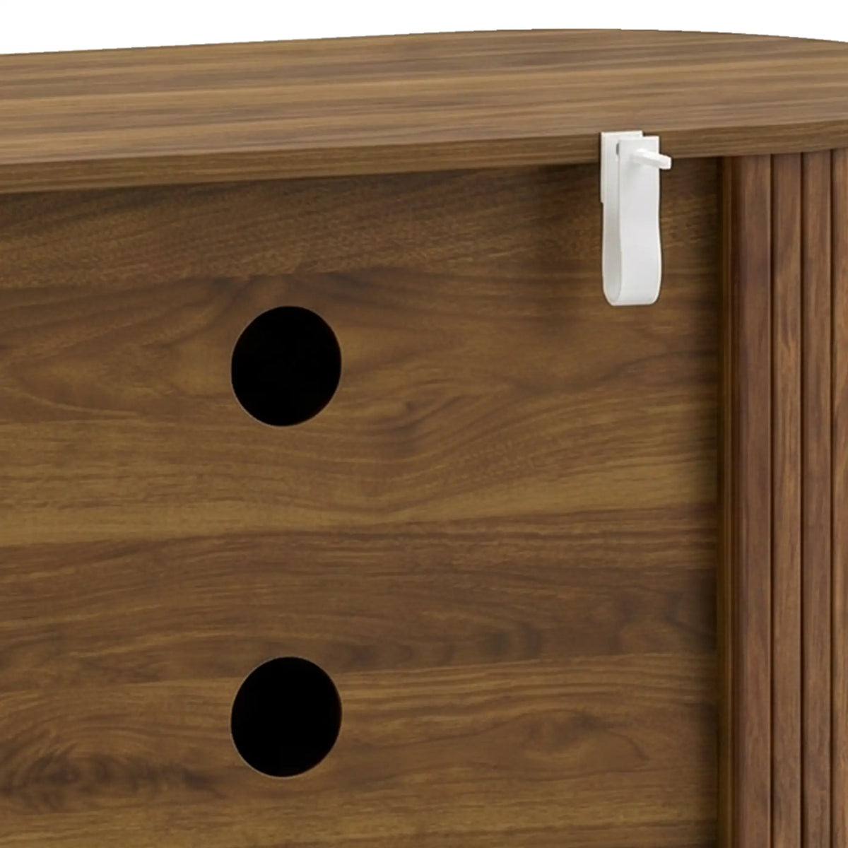 TV Stand for TVs up to 60", Modern Entertainment Center with Curved Sliding Doors, Walnut Brown TV Stands at Gallery Canada