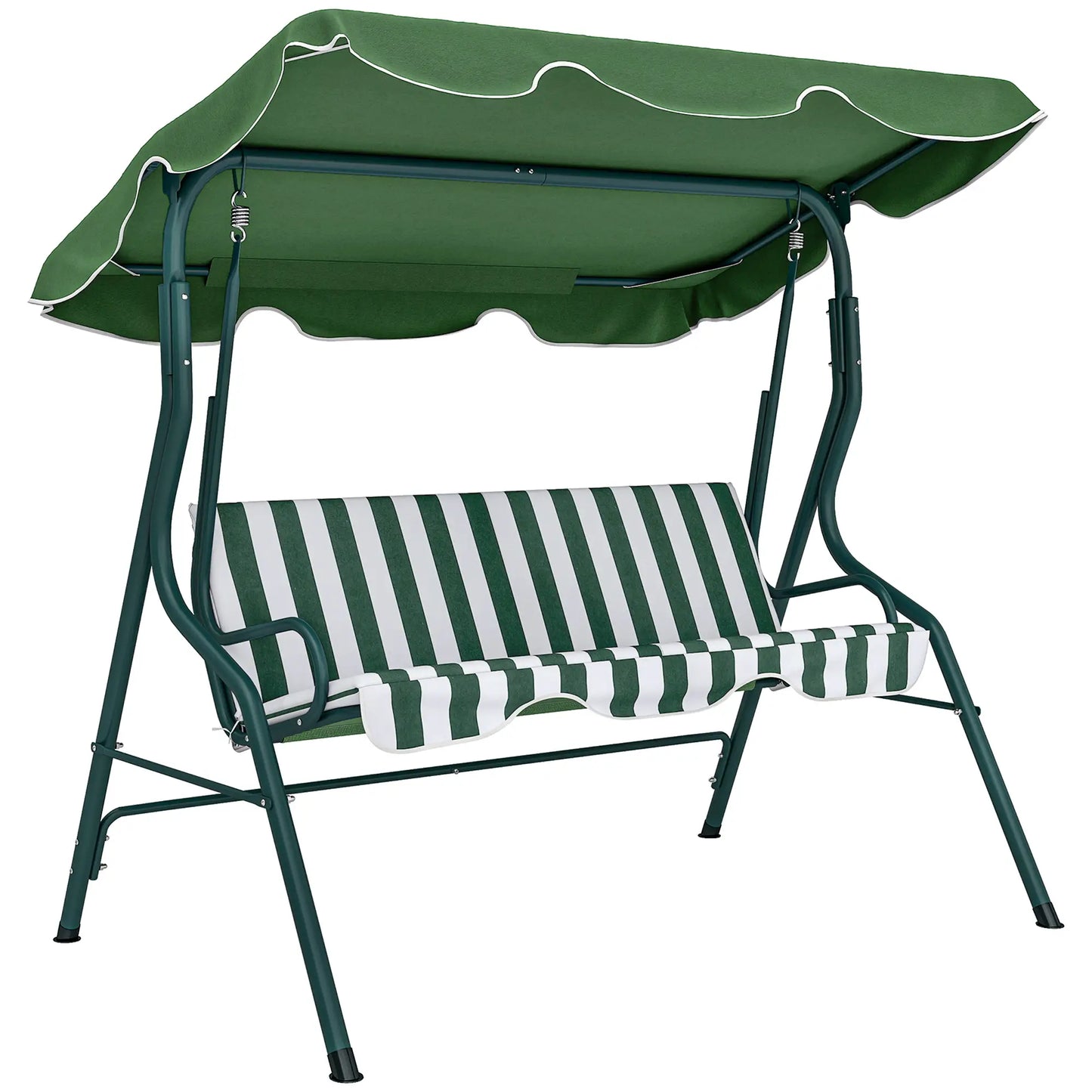 Outdoor Porch Swing, Adjustable Canopy, 3-Seater, Green Patio Swings with Stand at Gallery Canada