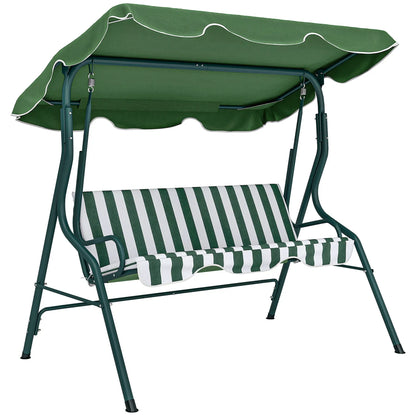 Outdoor Porch Swing, Adjustable Canopy, 3-Seater, Green Patio Swings with Stand at Gallery Canada