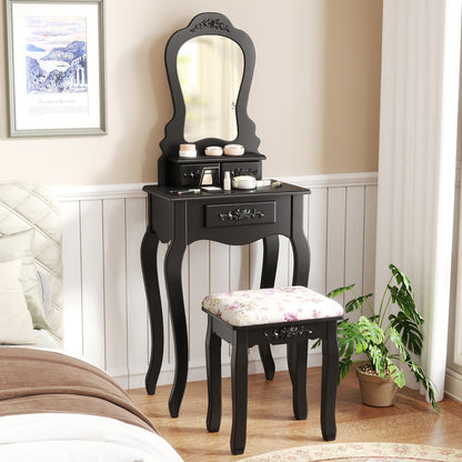 Makeup Dressing Table and Bench 3 Drawers and Cushioned Stool for Girls, Black Makeup Vanities at Gallery Canada