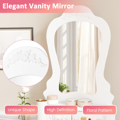 Makeup Dressing Table and Bench 3 Drawers and Cushioned Stool for Girls, White Makeup Vanities at Gallery Canada