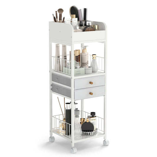 Makeup Organizer Cart With Drawers And Shelves, White File Cabinets White at Gallery Canada