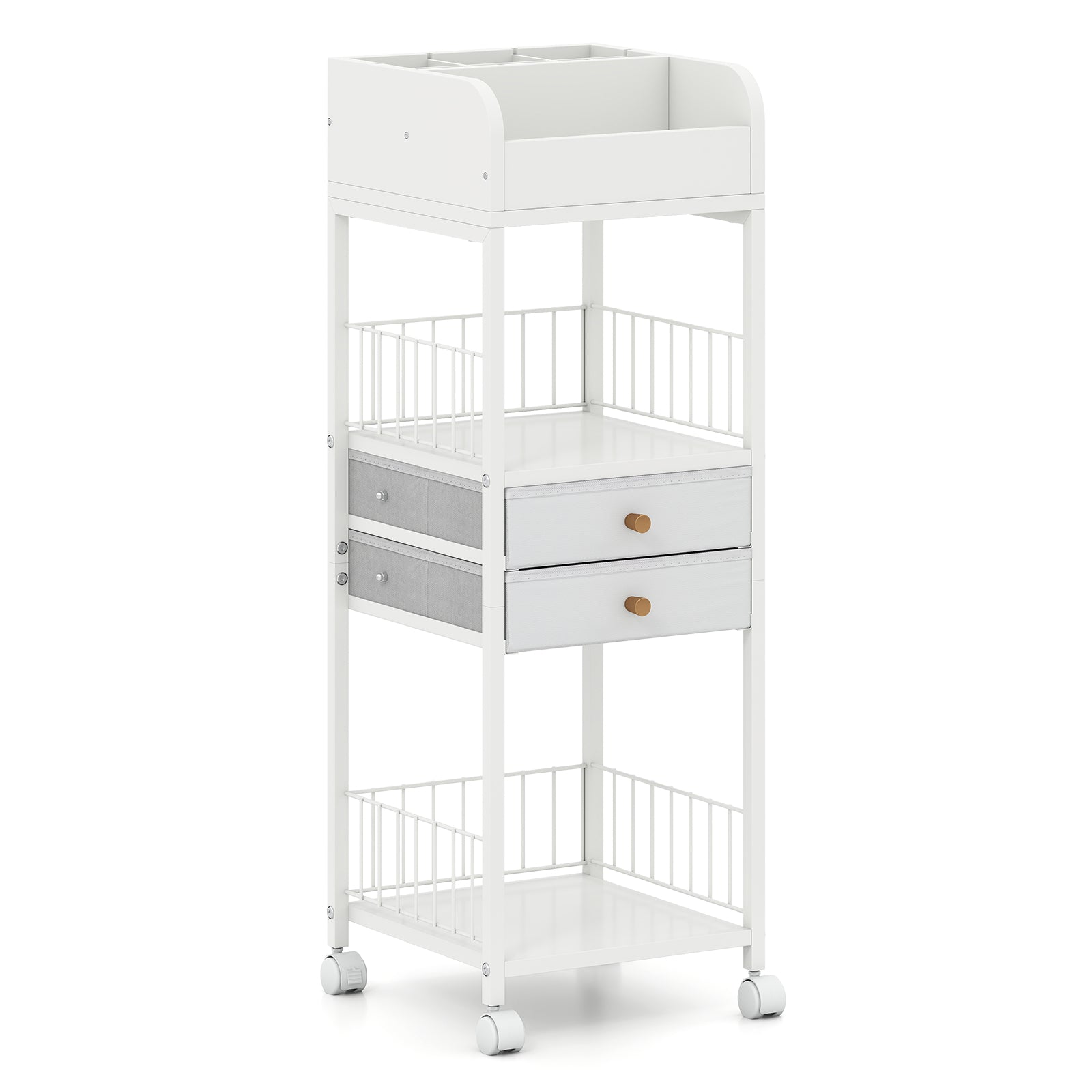 Makeup Organizer Floor Skincare Organizer Cart with Drawers and Storage Shelves, White File Cabinets at Gallery Canada