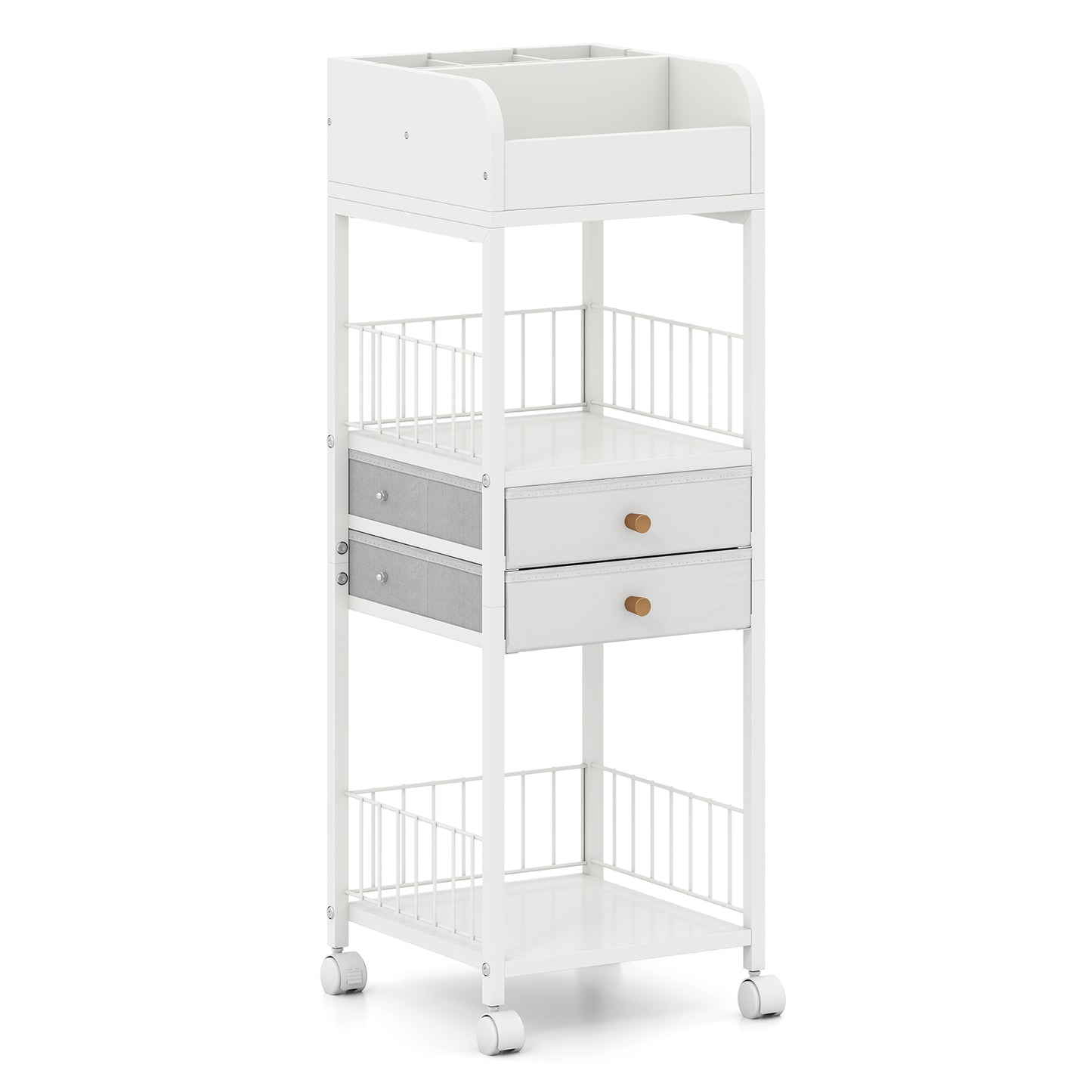 Makeup Organizer Floor Skincare Organizer Cart with Drawers and Storage Shelves, White File Cabinets at Gallery Canada