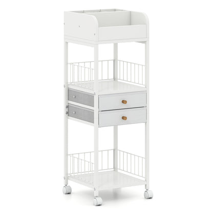Makeup Organizer Floor Skincare Organizer Cart with Drawers and Storage Shelves, White File Cabinets at Gallery Canada
