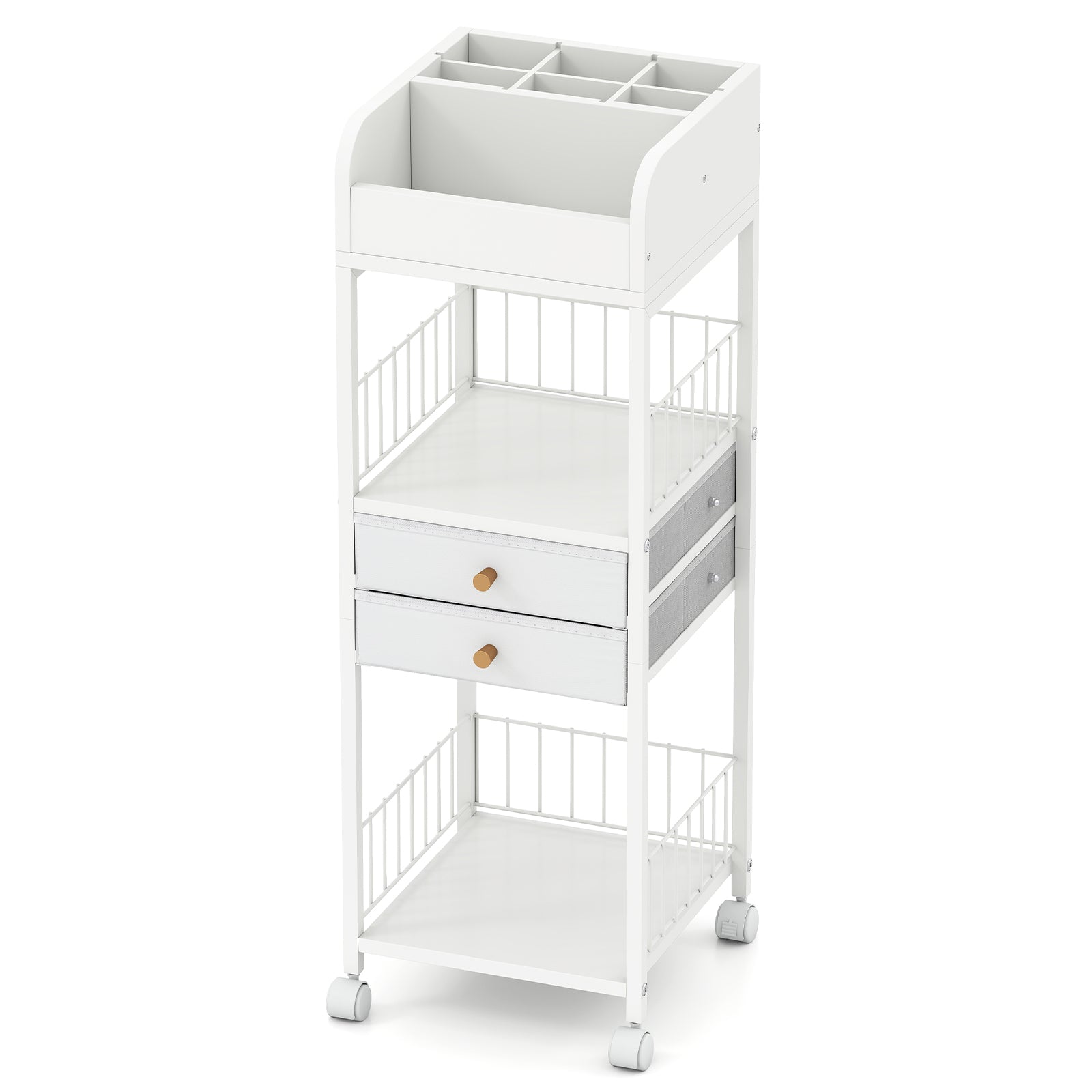 Makeup Organizer Floor Skincare Organizer Cart with Drawers and Storage Shelves, White File Cabinets at Gallery Canada