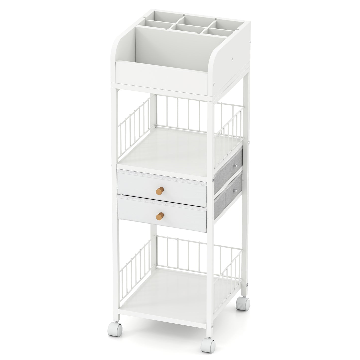 Makeup Organizer Floor Skincare Organizer Cart with Drawers and Storage Shelves, White File Cabinets at Gallery Canada