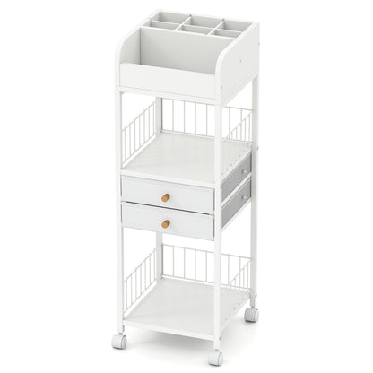 Makeup Organizer Floor Skincare Organizer Cart with Drawers and Storage Shelves, White File Cabinets at Gallery Canada