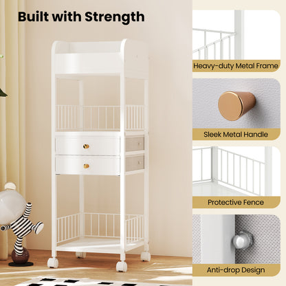 Makeup Organizer Floor Skincare Organizer Cart with Drawers and Storage Shelves, White File Cabinets at Gallery Canada