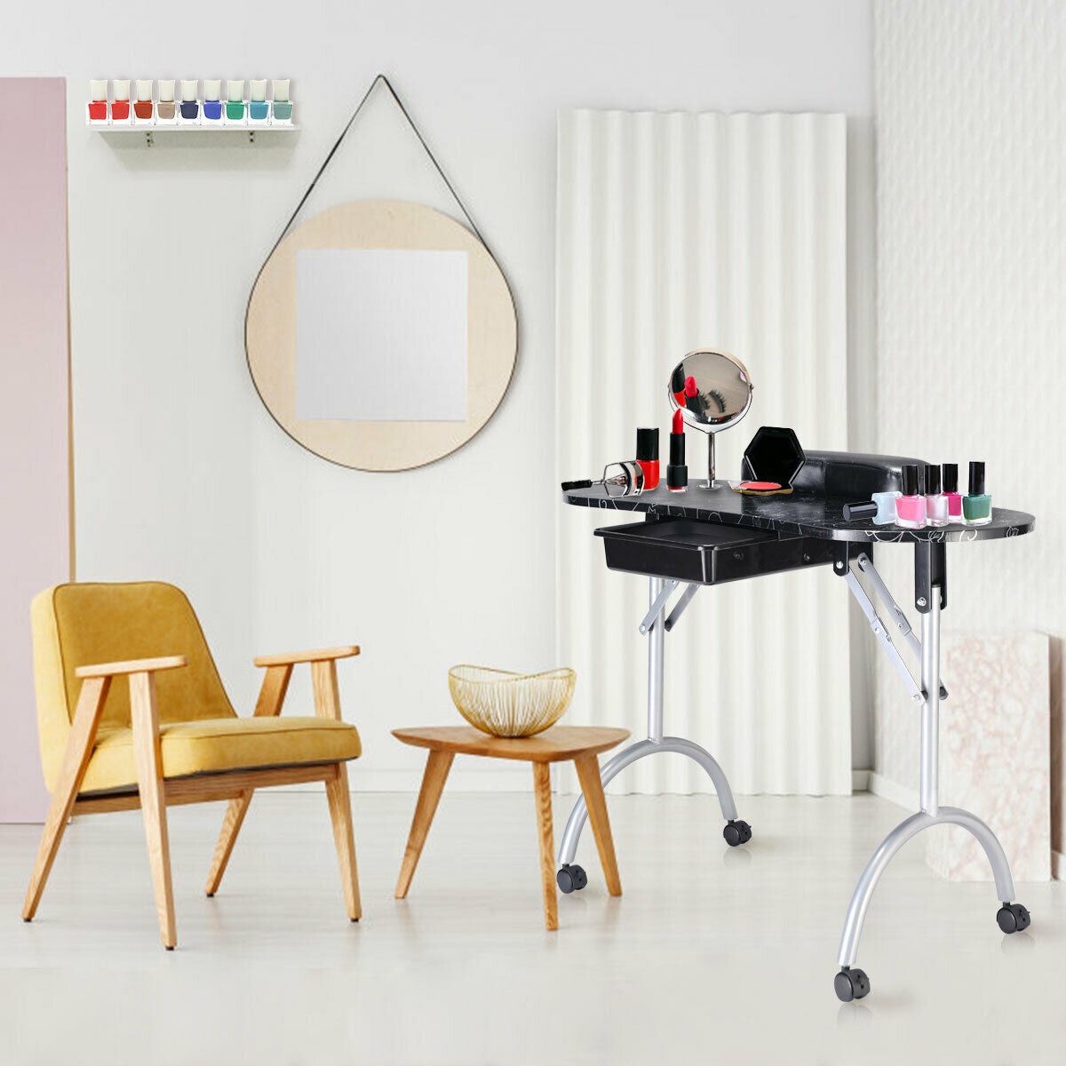 Manicure Nail Table Portable Station Desk Spa Beauty Salon Equipment 2 Color, Black Nail Care at Gallery Canada