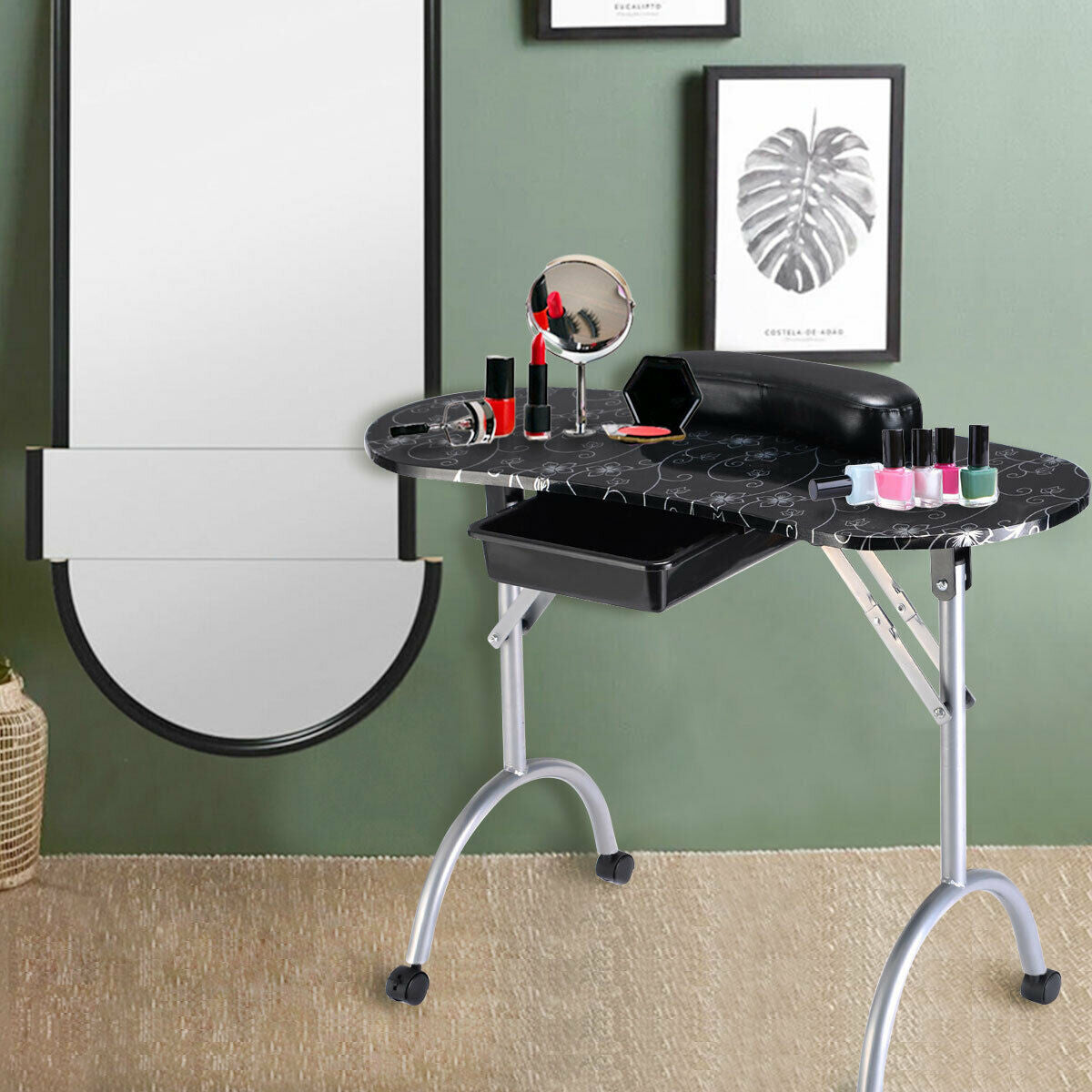 Manicure Nail Table Portable Station Desk Spa Beauty Salon Equipment 2 Color, Black Nail Care at Gallery Canada