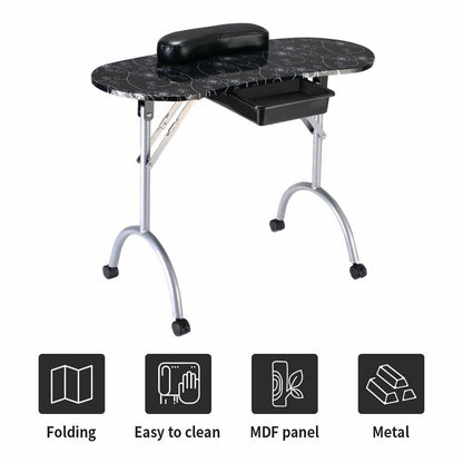 Manicure Nail Table Portable Station Desk Spa Beauty Salon Equipment 2 Color, Black Nail Care at Gallery Canada