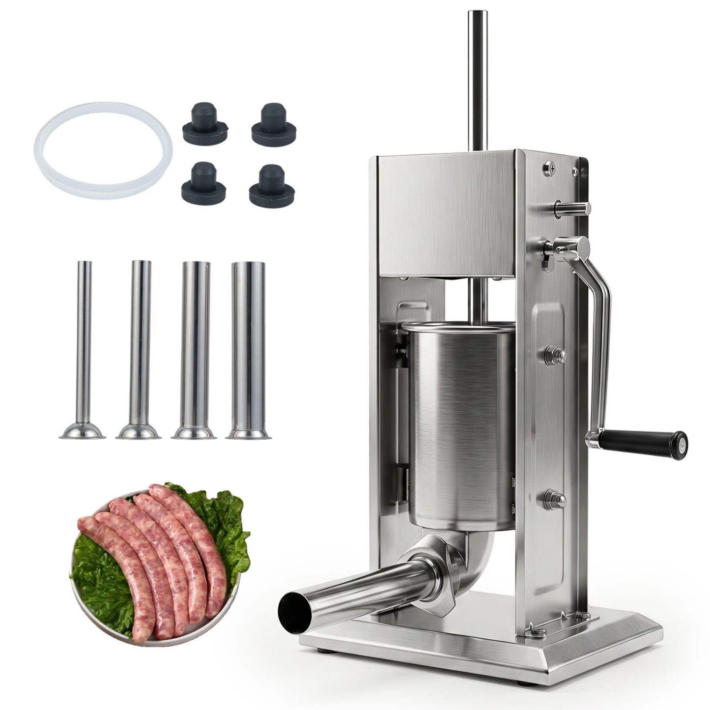 Remplisseuse à saucisses manuelle, 2 vitesses, 4 tubes, 3 L