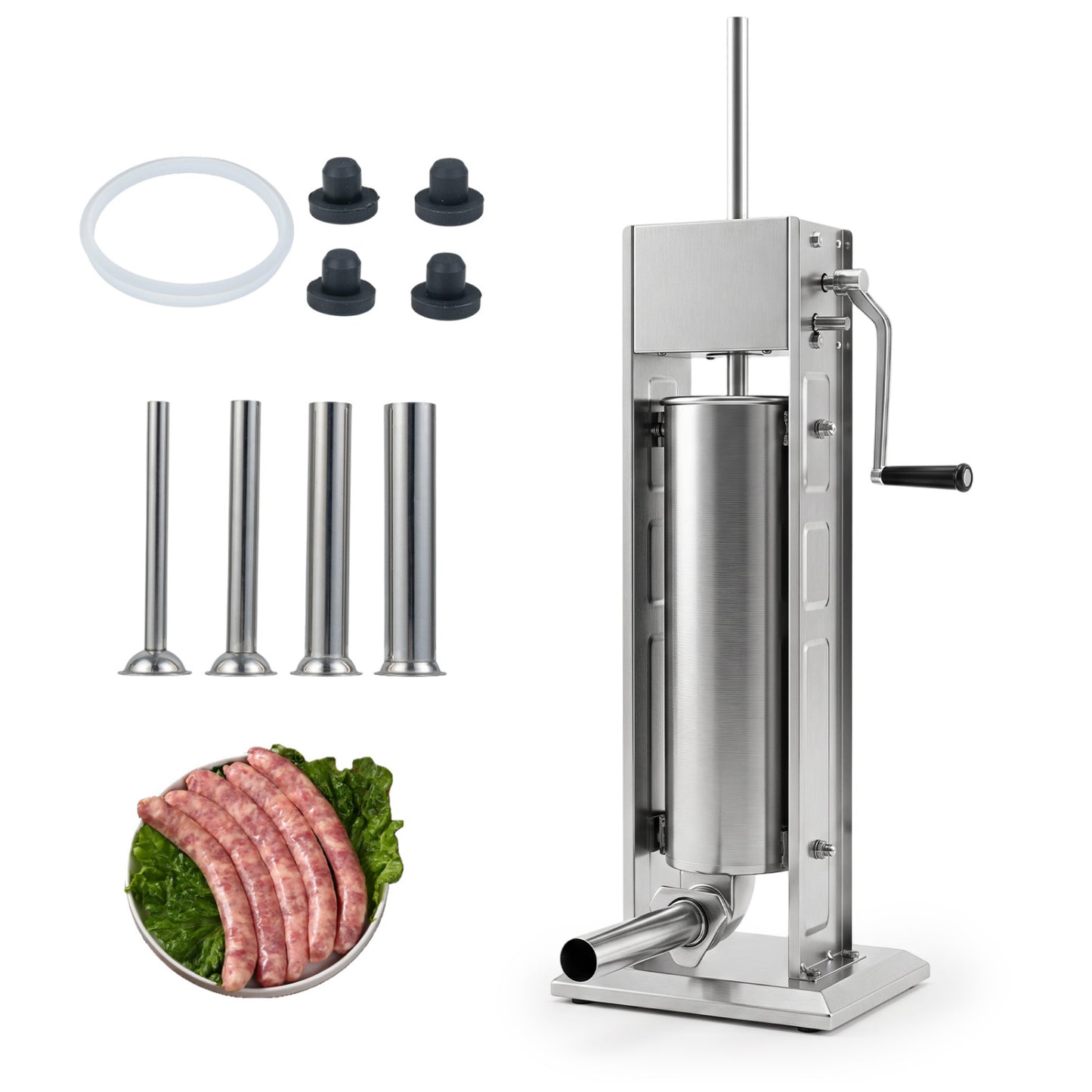 Remplisseuse de saucisses manuelle, 7 L, 4 tubes, 2 vitesses