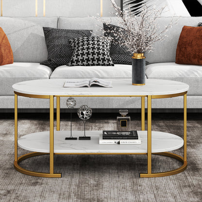 Marble Coffee Table With Open Storage Shelf, White Coffee Tables at Gallery Canada