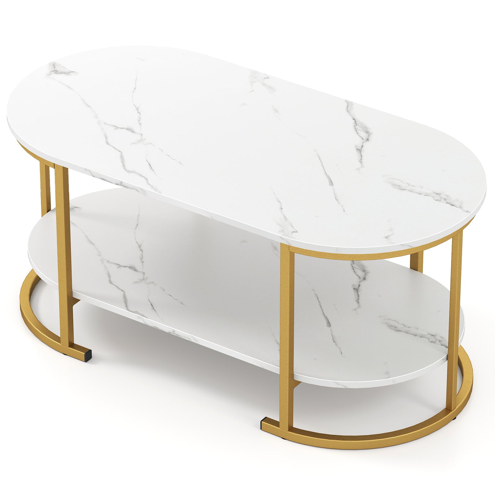 Marble Coffee Table With Open Storage Shelf, White Coffee Tables at Gallery Canada