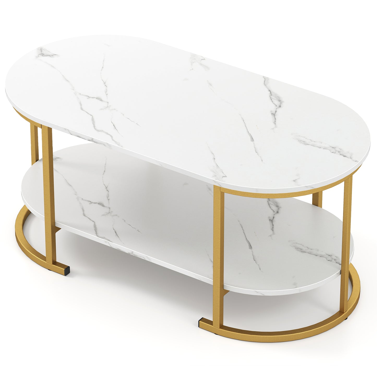 Marble Coffee Table With Open Storage Shelf, White Coffee Tables at Gallery Canada