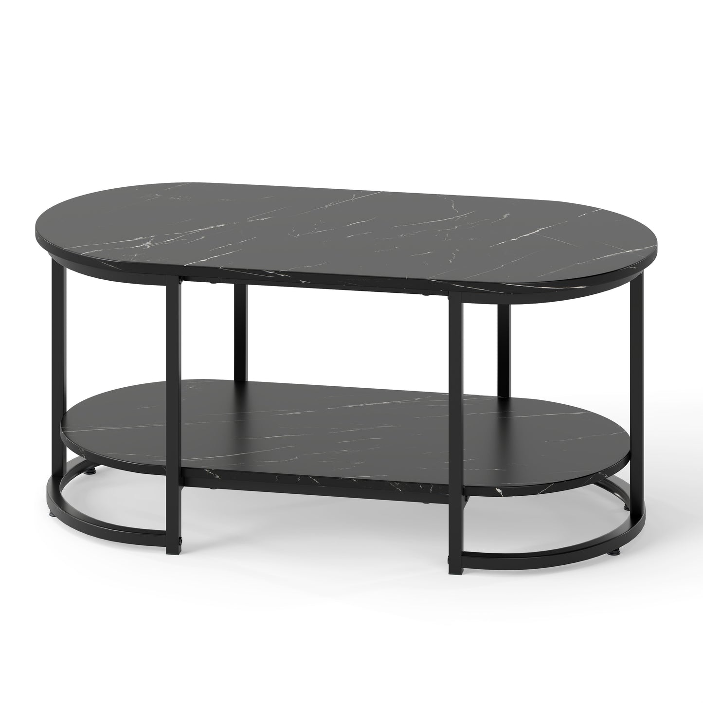 Marble Coffee Table with Open Storage Shelf, Black Coffee Tables at Gallery Canada