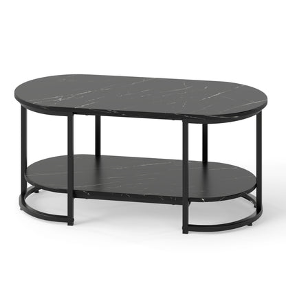 Marble Coffee Table with Open Storage Shelf, Black Coffee Tables at Gallery Canada