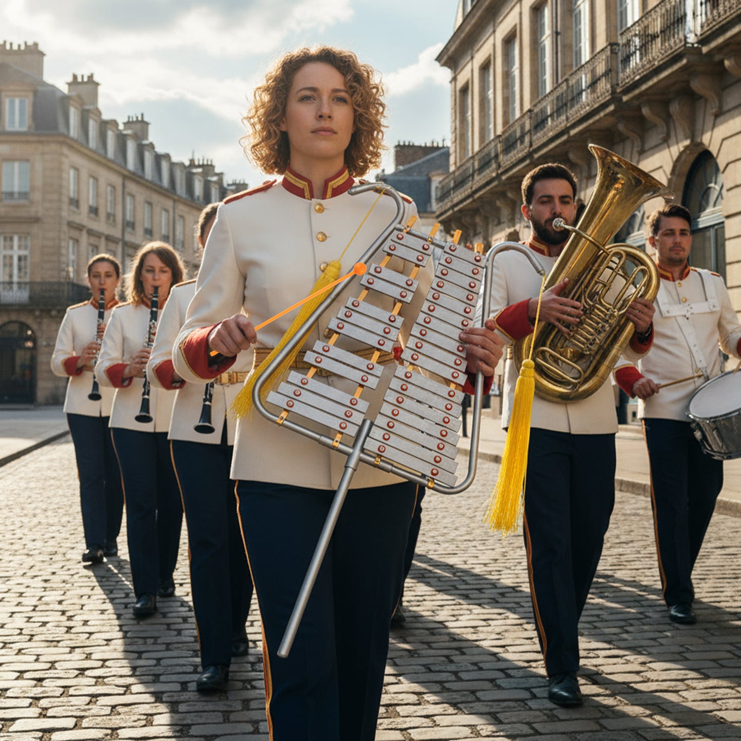 Marching Glockenspiel 29 Note Bell Lyre for Marching Band, Silver