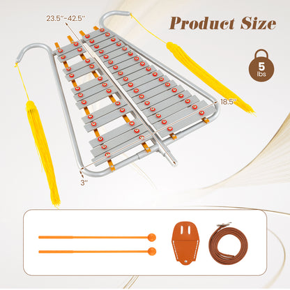 Marching Glockenspiel 29 Note Bell Lyre for Marching Band, Silver