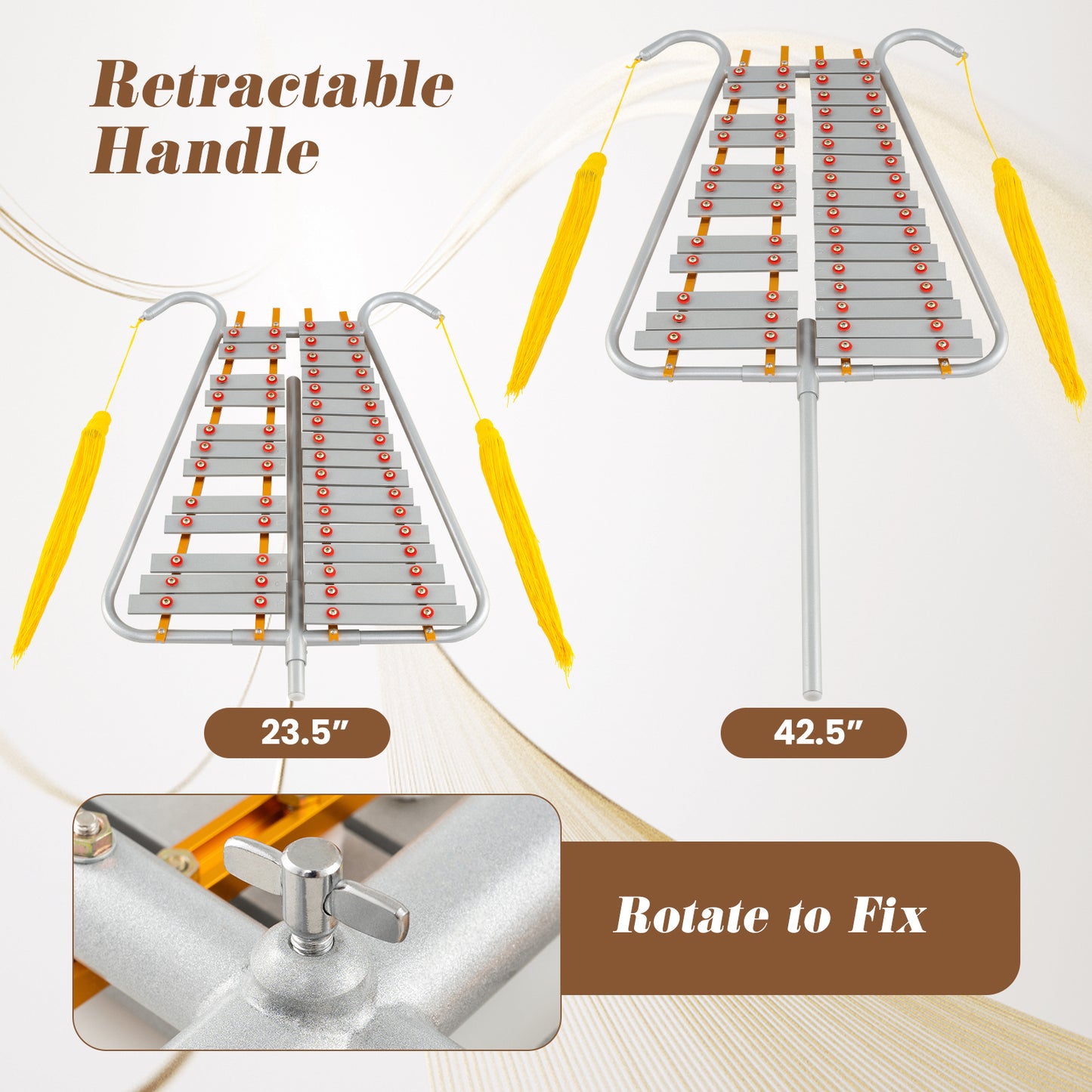 Marching Glockenspiel 29 Note Bell Lyre for Marching Band, Silver